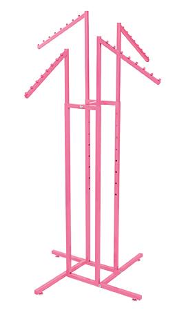Hot Pink 4-Way Clothing Rack with Slant Arms - Las Vegas Mannequins