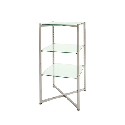 37" Folding Glass Tower with Chrome Finish - Las Vegas Mannequins