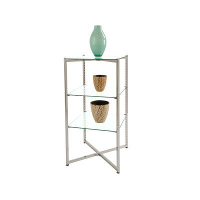 37" Folding Glass Tower with Chrome Finish - Las Vegas Mannequins