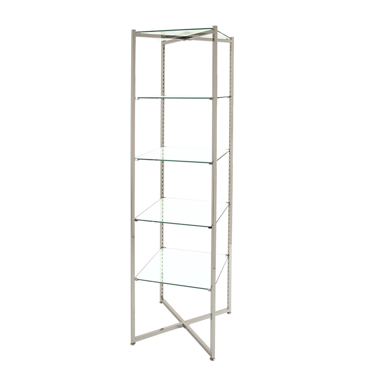 68" Folding Glass Tower with Chrome Finish - Las Vegas Mannequins