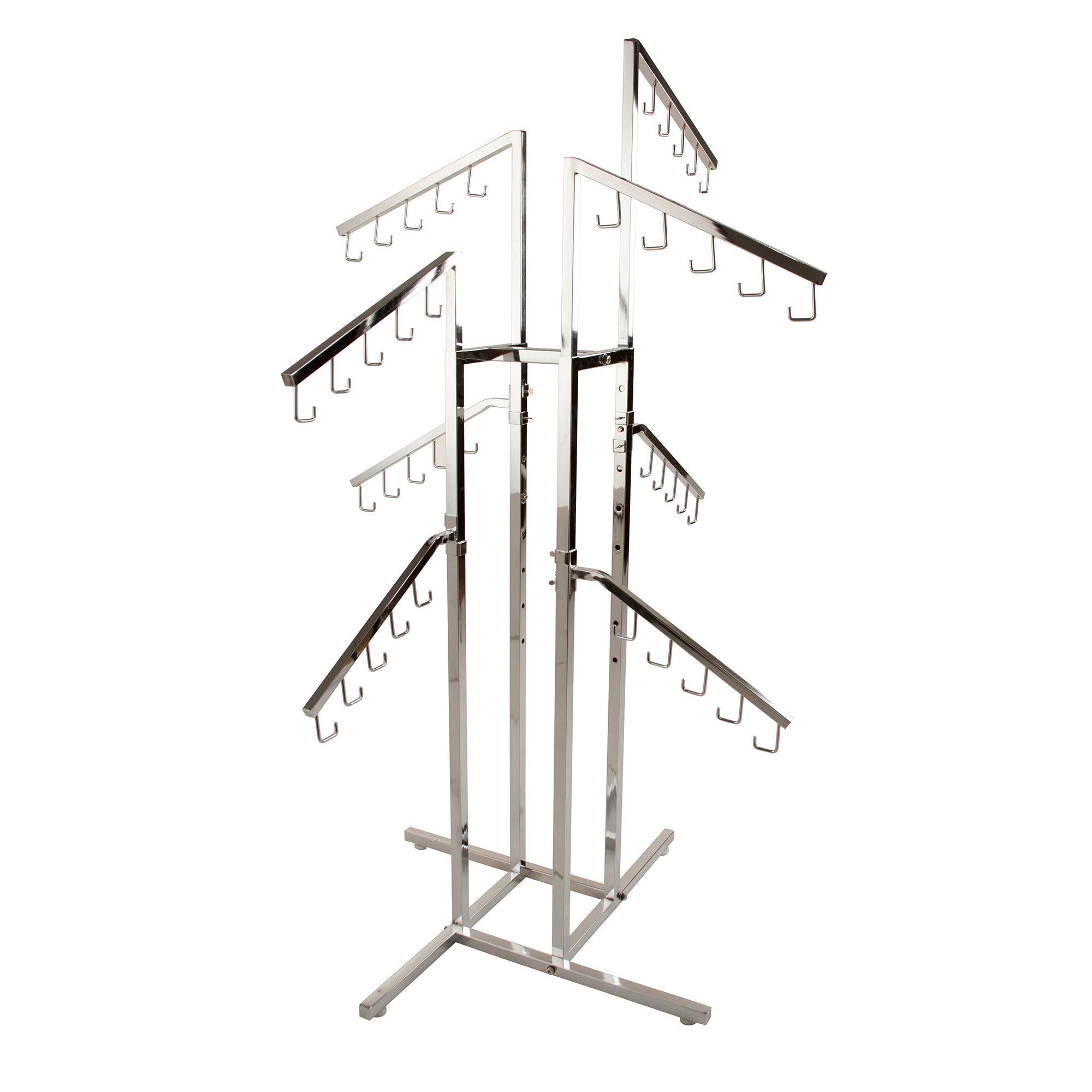 4-Way Handbag Rack w/ 4 Slant Arms and 4 Twist-on Slant Arms - Square Tubing - Las Vegas Mannequins