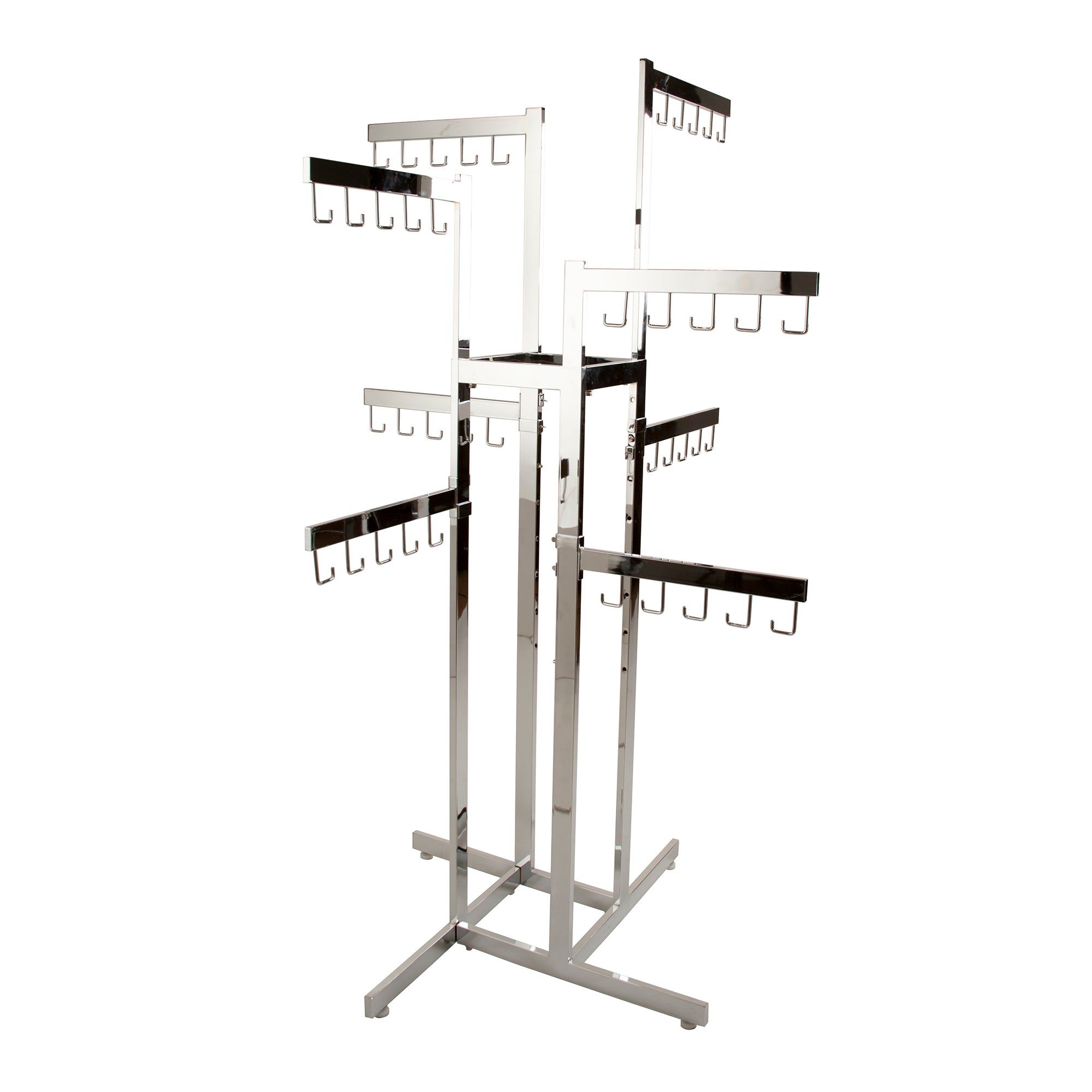 4-Way Handbag Rack w/ 4 Straight Arms and 4 Twist-on Straight Arms - Rectangular Tubing - Las Vegas Mannequins